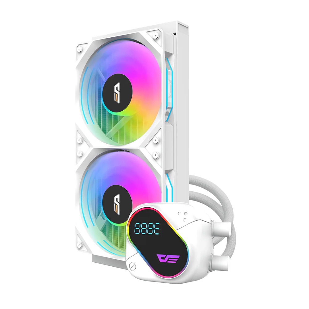 DarkFlash EXPLORE DO240 ARGB 240mm AIO Liquid CPU Cooler with Segment LCD Screen - White