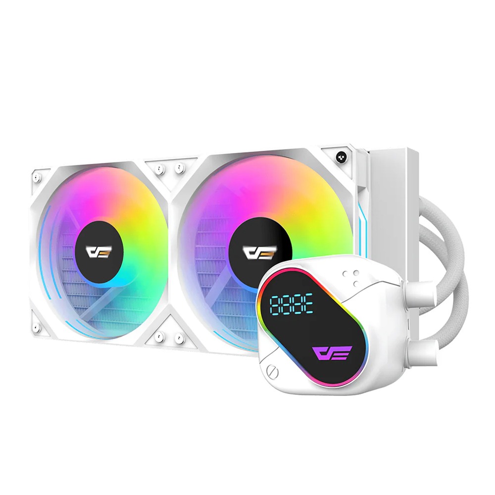 DarkFlash EXPLORE DO240 ARGB 240mm AIO Liquid CPU Cooler with Segment LCD Screen - White