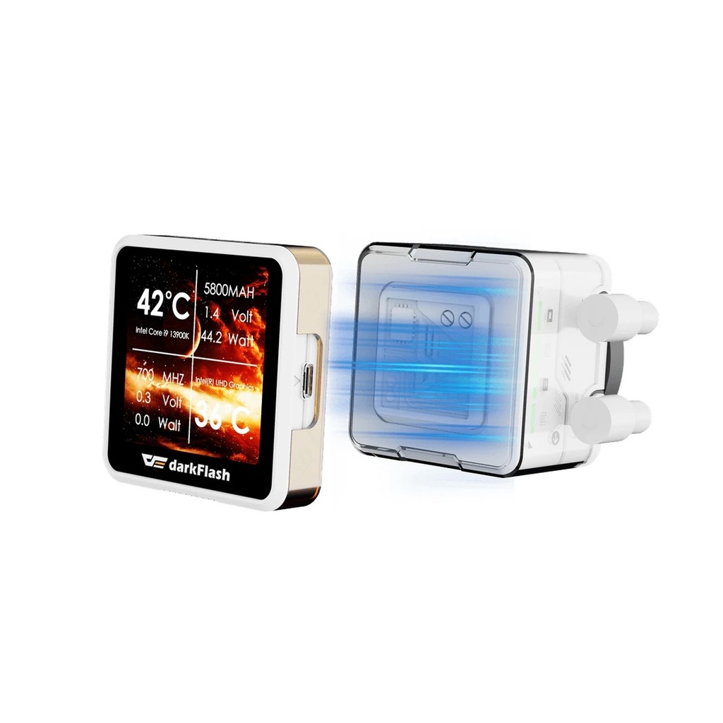 DarkFlash EXPLORE DE240 ARGB 240mm AIO Liquid CPU Cooler with 2.88" LCD Screen - White