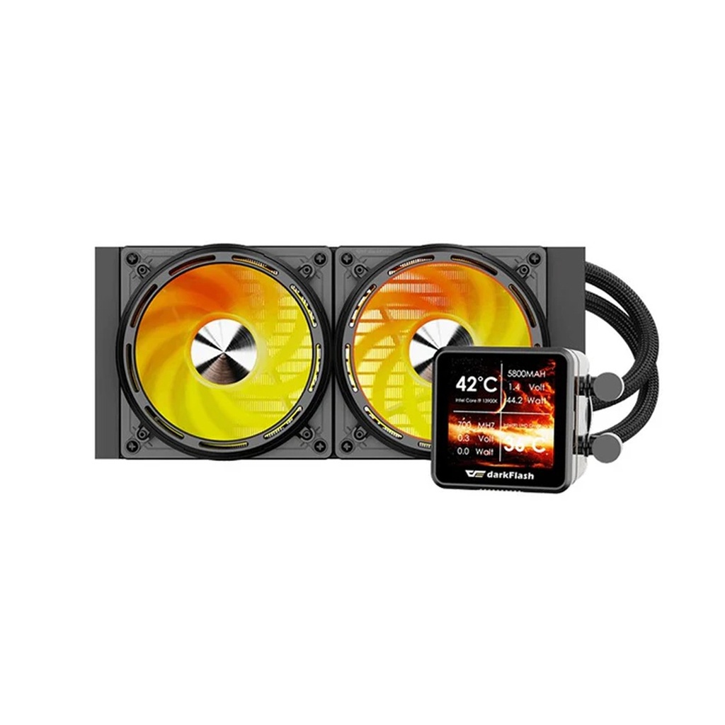 DarkFlash EXPLORE DE240 ARGB 240mm AIO Liquid CPU Cooler with 2.88" LCD Screen - Black