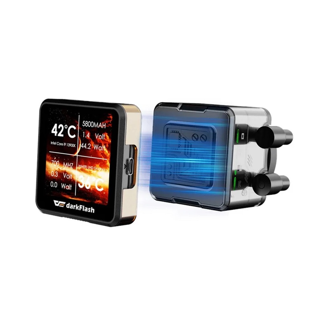 DarkFlash EXPLORE DE240 ARGB 240mm AIO Liquid CPU Cooler with 2.88" LCD Screen - Black
