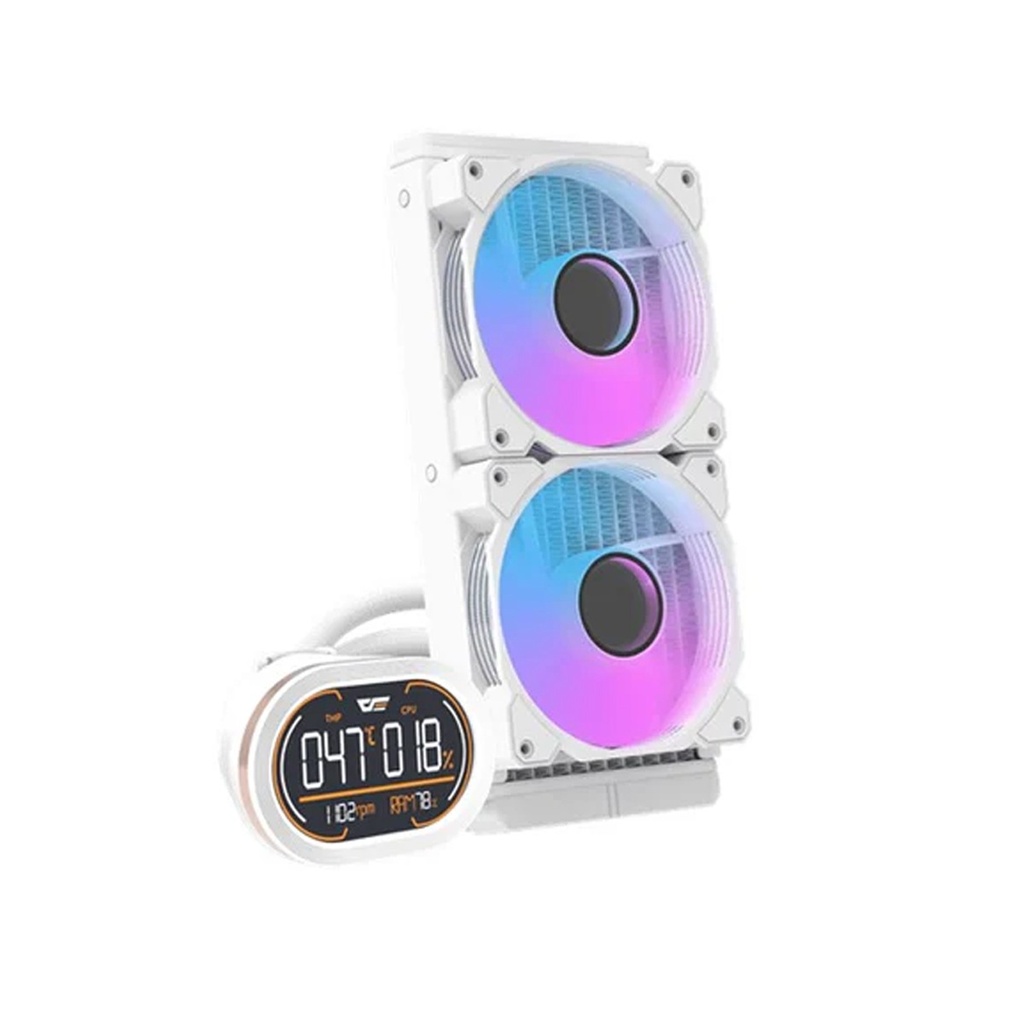 DarkFlash DH240D V1.2 ARGB 240mm AIO Liquid CPU Cooler with Segment LCD Screen-White