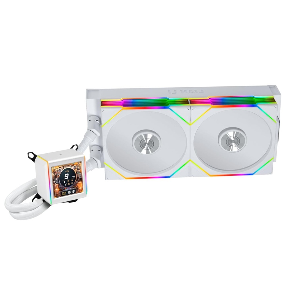 LIAN LI GALAHAD II LCD 280mm Liquid CPU Cooler with TL 140 Wireless Fans - White