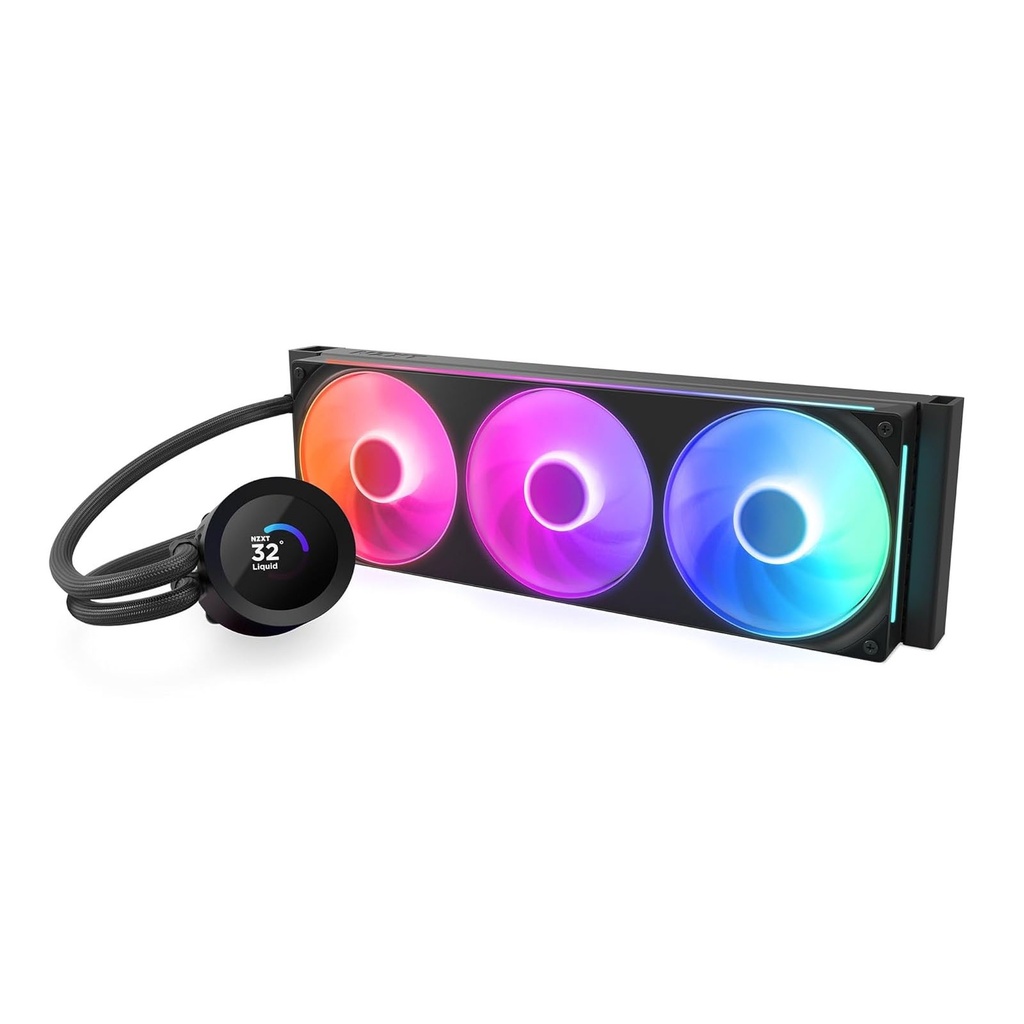 NZXT Kraken Plus 360mm Liquid Cooler With 1.54" LCD Display - Black
