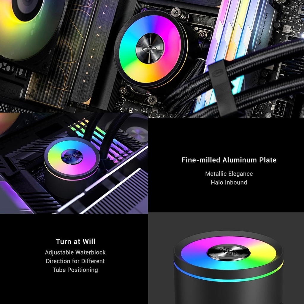 PC Cooler DA360 Pro ARGB CPU Liquid Cooler - Black