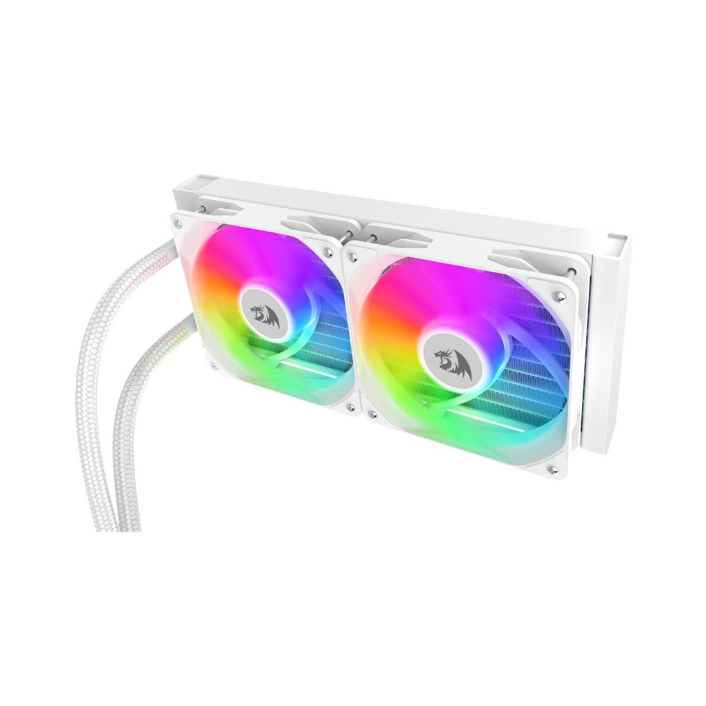 Redragon CCW-3011 ARGB 240mm Liquid CPU Cooler, 2x 120mm Fans with PWM Control - White