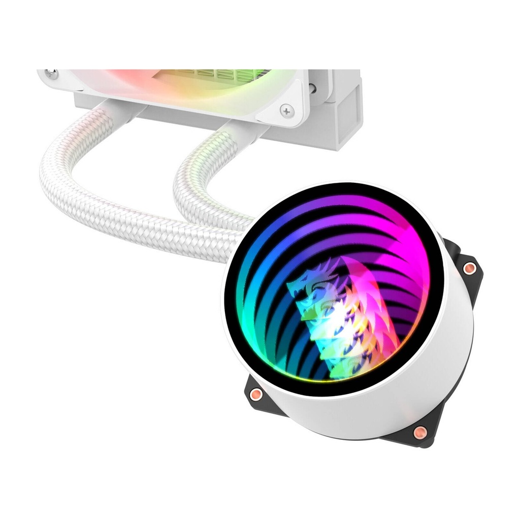 Redragon CCW-3011 ARGB 240mm Liquid CPU Cooler, 2x 120mm Fans with PWM Control - White