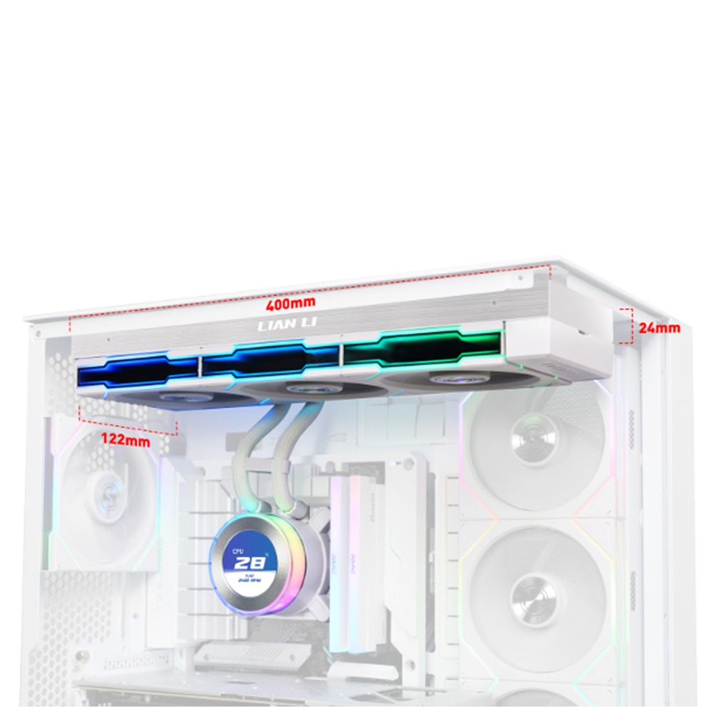 Lian Li Hydro-Shift II LCD-C 360TL Liquid CPU Cooler with TL Wireless Fans, 2.1" IPS LCD Screen - White