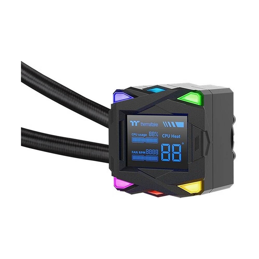 Thermaltake LA240-S ARGB Sync AIO Liquid CPU Cooler, 2.4" Segment LCD Display, 240mm Radiator - Black