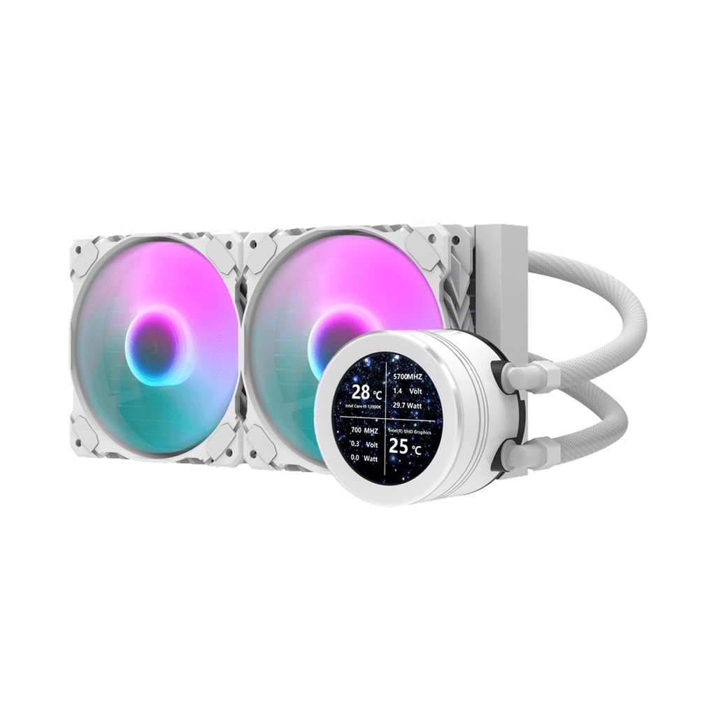 DarkFlash Nebula Series DN240S 2.1 inch IPS Display Screen All-In-One 240MM Liquid Cooler - White