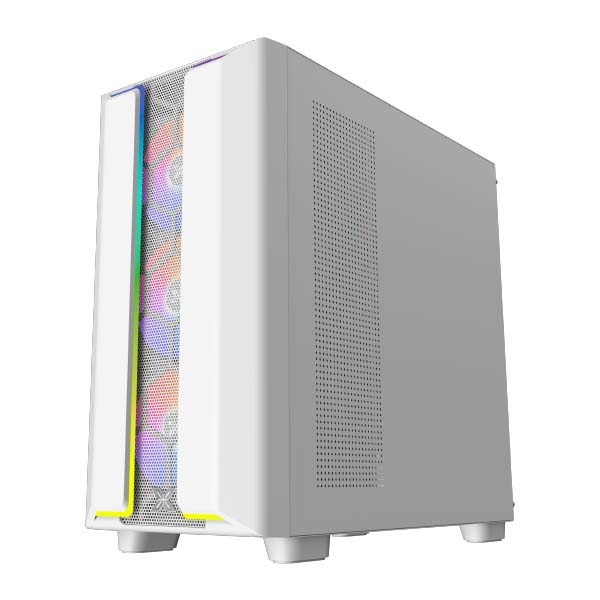 Xigmatek Gaming Y Pro Arctic ARGB E-ATX Mid-Tower Left Side Tempered Glass Panel Case with 4x RGB Fans - White