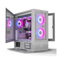Twisted Minds Minimalist-04 Mid-Tower Tempered Glass Side & Front Panel with 4 RGB Fans - White