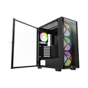 Montech Air 1000 Premium Mid Tower Two Panel Front & Left Side Tempered Glass Case with 4 RGB Fans - Black