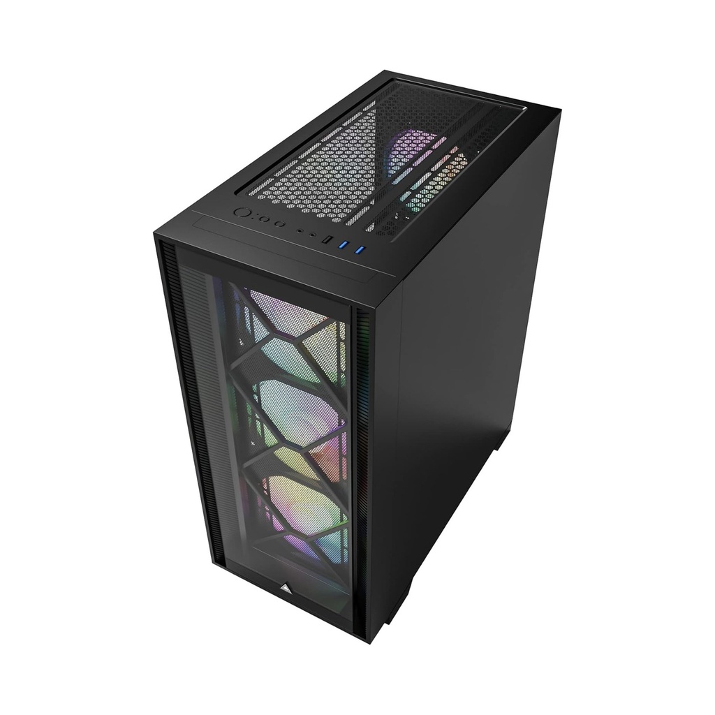 Montech Air 1000 Premium Mid Tower Two Panel Front & Left Side Tempered Glass Case with 4 RGB Fans - Black