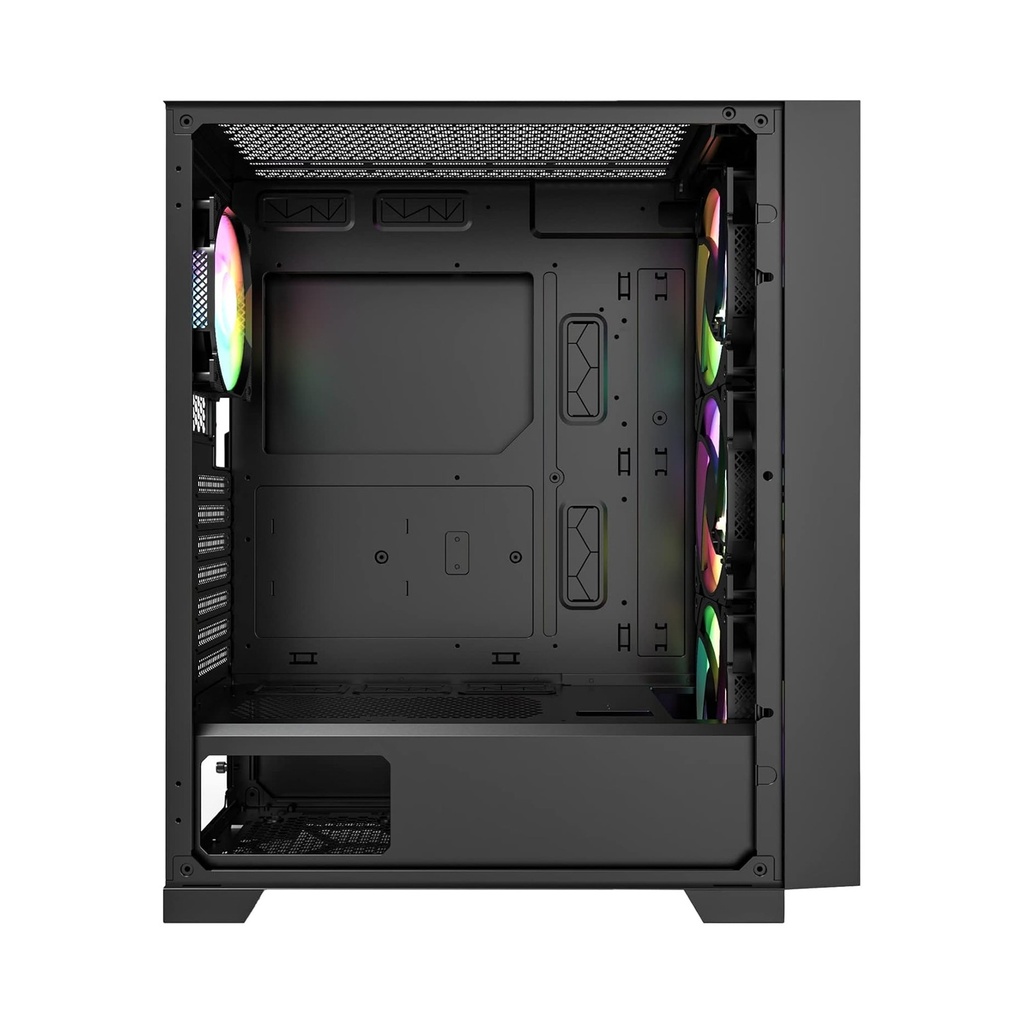 Montech Air 1000 Premium Mid Tower Two Panel Front & Left Side Tempered Glass Case with 4 RGB Fans - Black