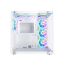 GameOn Emperor Arctic II Series Mid Tower Two Panel Front & Left Side Tempered Glass Case with 7 ARGB Fans - White