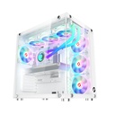 GameOn Emperor Arctic II Series Mid Tower Two Panel Front & Left Side Tempered Glass Case with 7 ARGB Fans - White