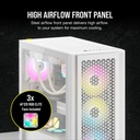 Corsair 4000D Airflow Mid Tower Steel Plastic Side Tempered Glass Panel Case with 3 RGB Fan - White