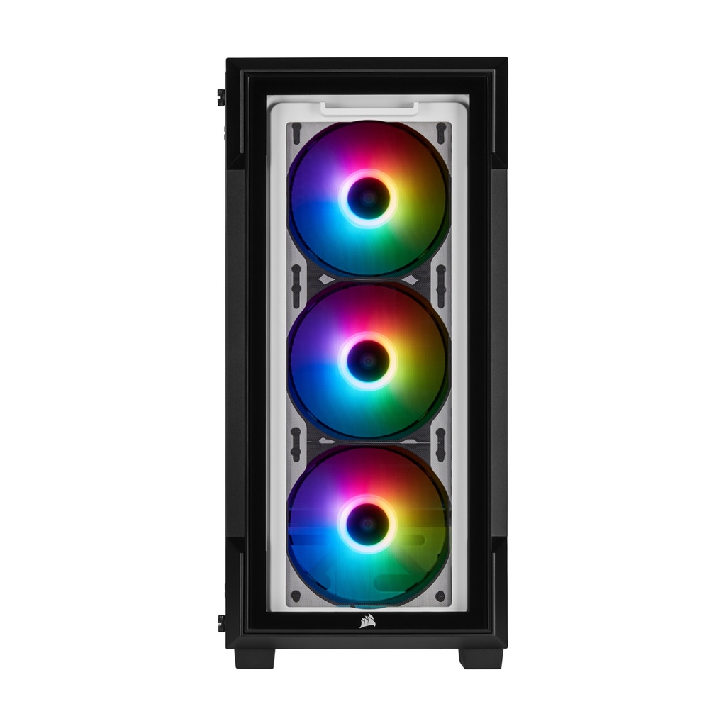 Corsair iCUE 220T RGB Mid-Tower Steel Plastic Side Tempered Glass Panel Case With 3 RGB Fans - White