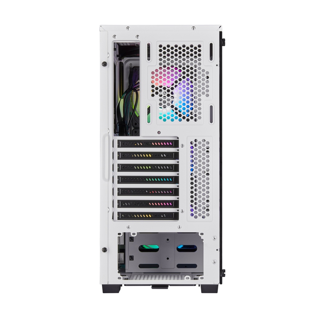 Corsair iCUE 220T RGB Mid-Tower Steel Plastic Side Tempered Glass Panel Case With 3 RGB Fans - White