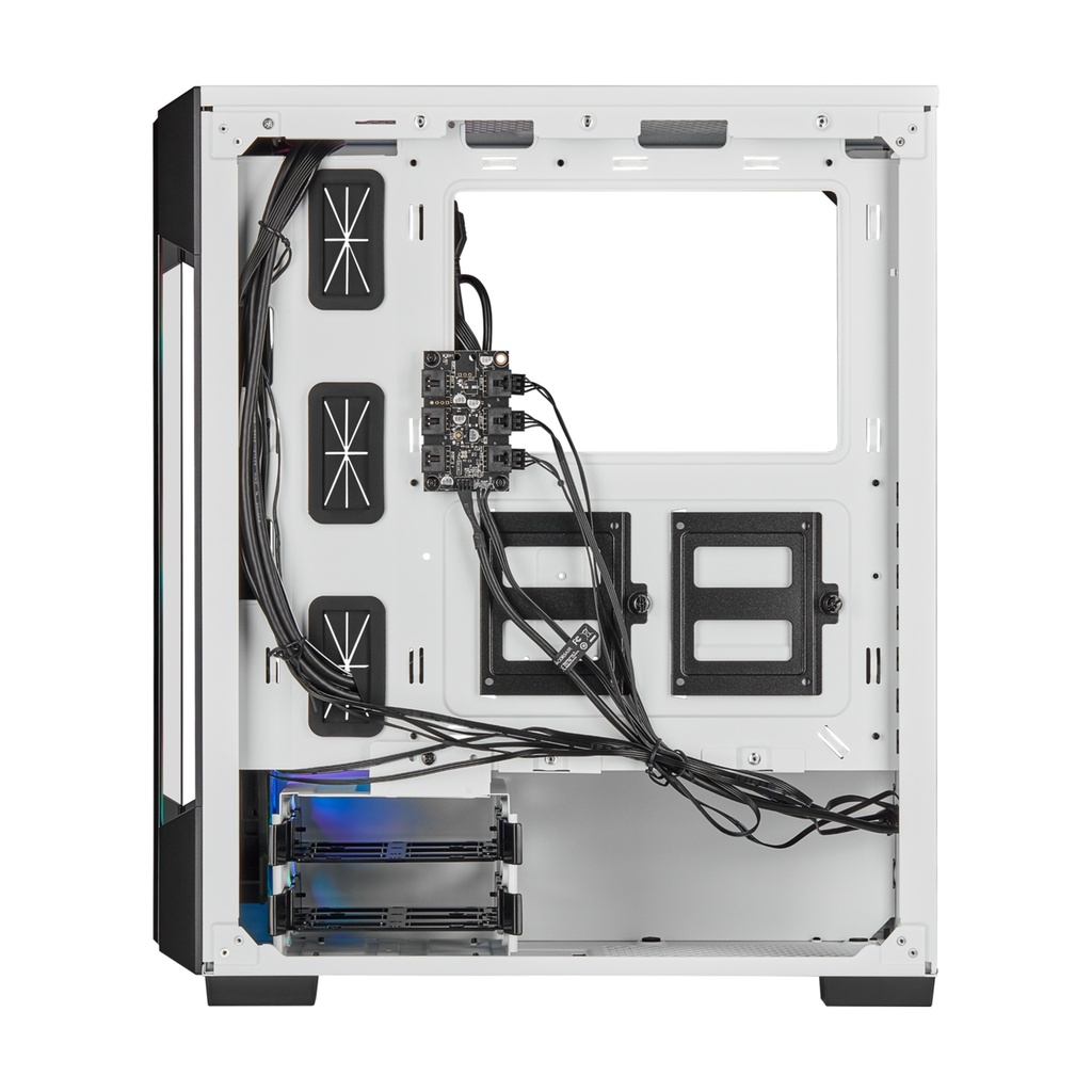 Corsair iCUE 220T RGB Mid-Tower Steel Plastic Side Tempered Glass Panel Case With 3 RGB Fans - White