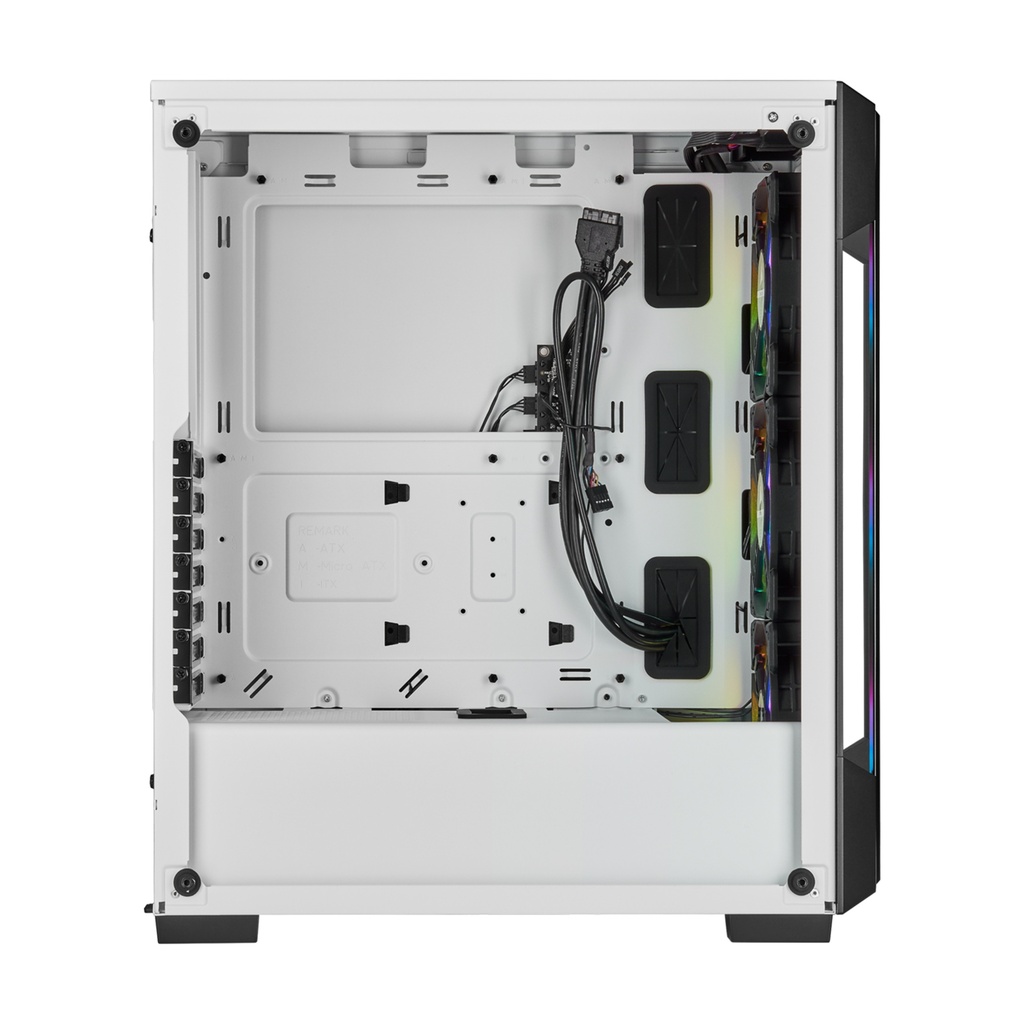 Corsair iCUE 220T RGB Mid-Tower Steel Plastic Side Tempered Glass Panel Case With 3 RGB Fans - White