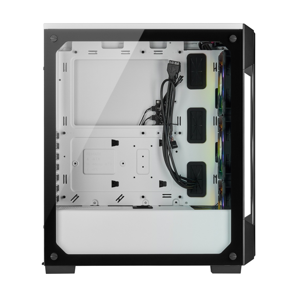 Corsair iCUE 220T RGB Mid-Tower Steel Plastic Side Tempered Glass Panel Case With 3 RGB Fans - White