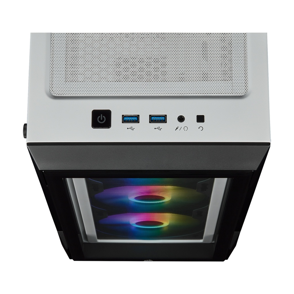 Corsair iCUE 220T RGB Mid-Tower Steel Plastic Side Tempered Glass Panel Case With 3 RGB Fans - White