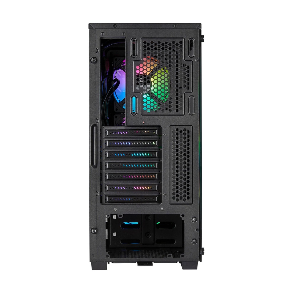 Corsair iCUE 220T RGB Mid-Tower Steel Plastic Side Tempered Glass Panel Case With 3 RGB Fans - Black