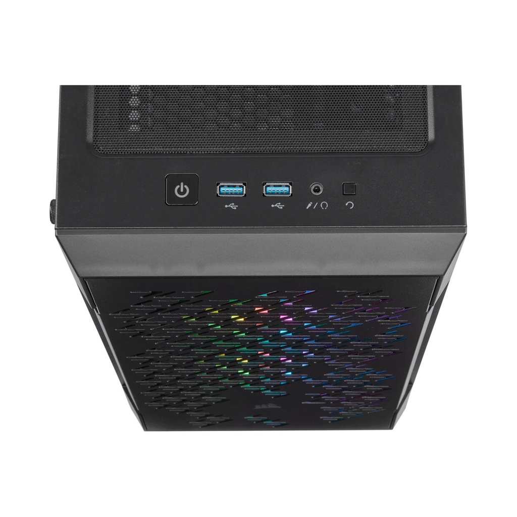 Corsair iCUE 220T RGB Mid-Tower Steel Plastic Side Tempered Glass Panel Case With 3 RGB Fans - Black