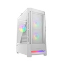 Cougar Air Face Mid Tower Tempered Glass Side Panel Case with 3 RGB Fans - White
