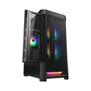 Cougar Air Face Mid Tower Tempered Glass Side Panel Case with 3 RGB Fans - Black