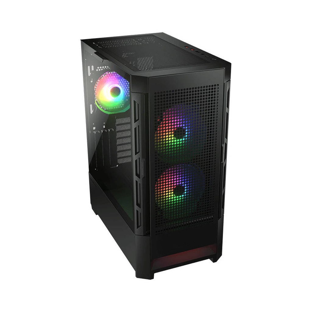 Cougar Air Face Mid Tower Tempered Glass Side Panel Case with 3 RGB Fans - Black