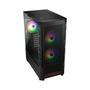 Cougar Air Face Mid Tower Tempered Glass Side Panel Case with 3 RGB Fans - Black