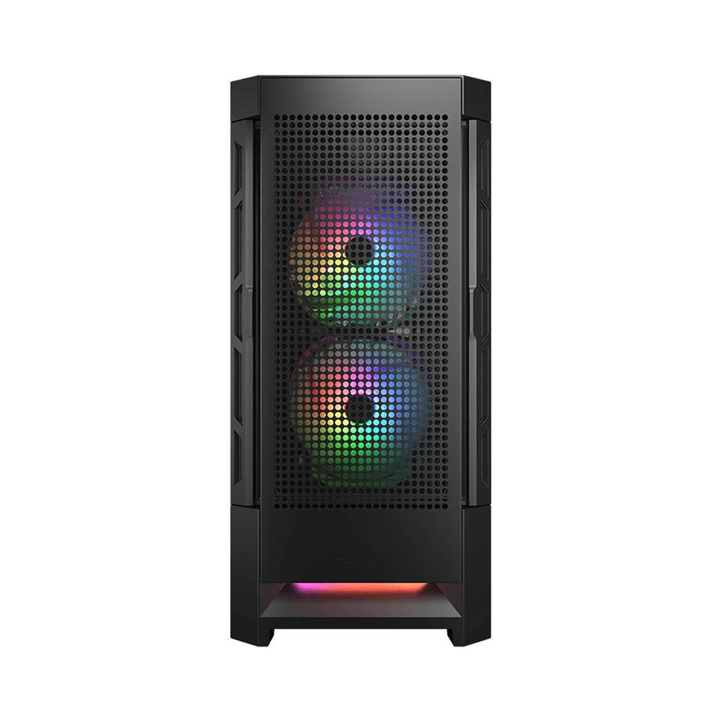 Cougar Air Face Mid Tower Tempered Glass Side Panel Case with 3 RGB Fans - Black