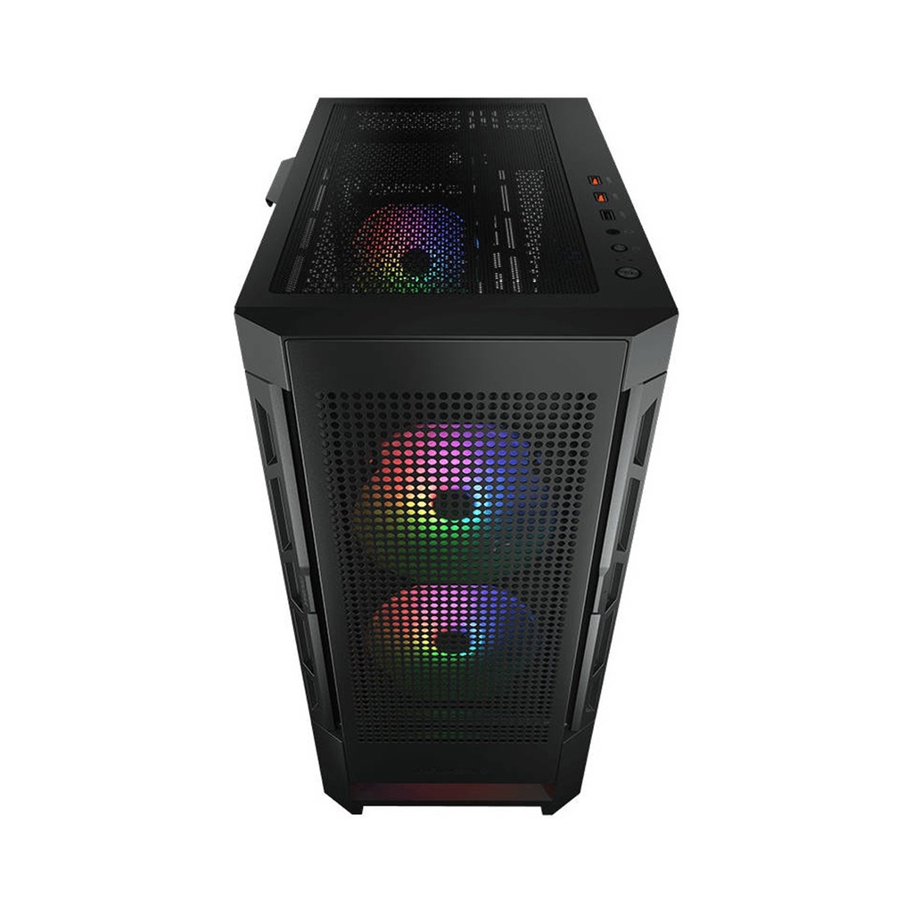 Cougar Air Face Mid Tower Tempered Glass Side Panel Case with 3 RGB Fans - Black