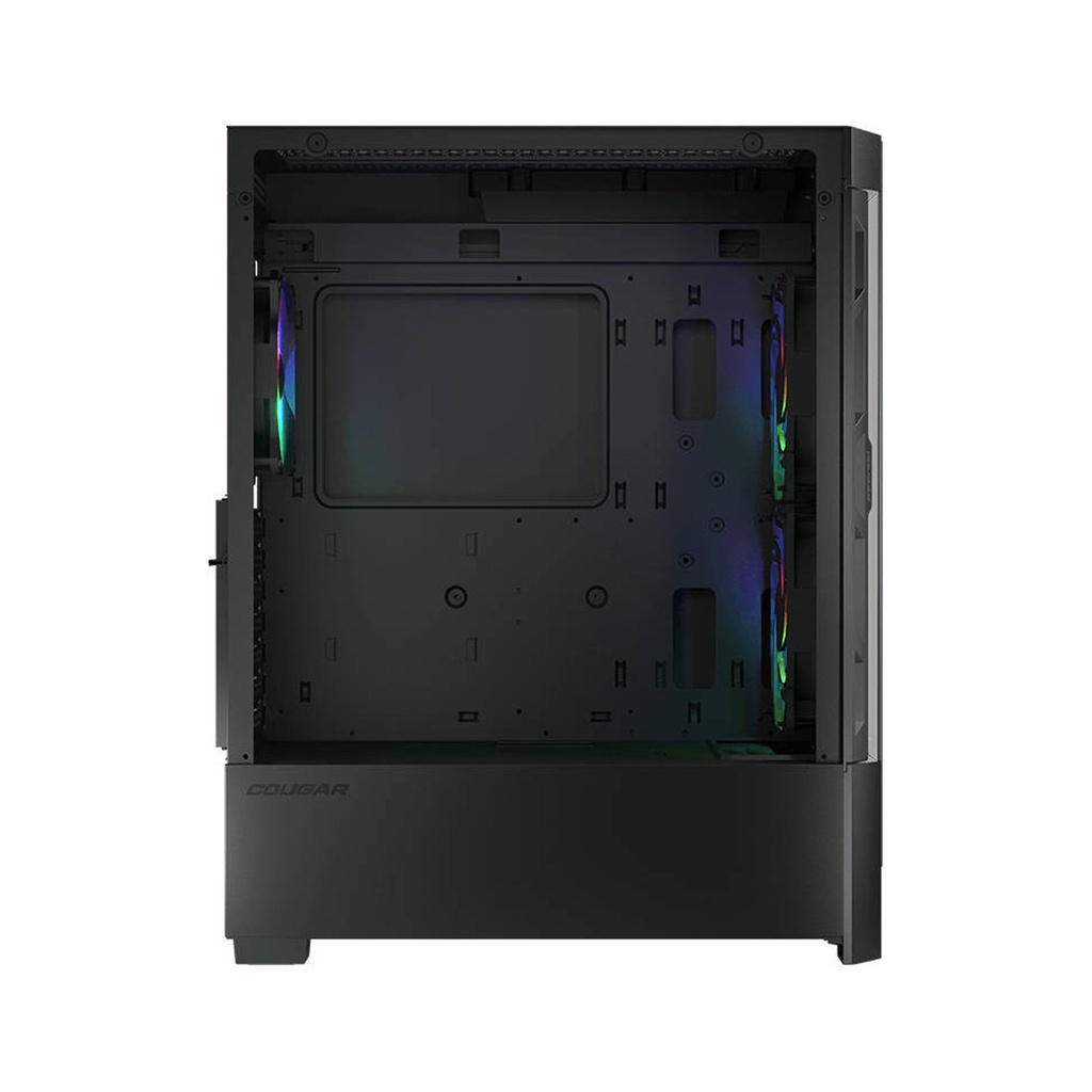 Cougar Air Face Mid Tower Tempered Glass Side Panel Case with 3 RGB Fans - Black