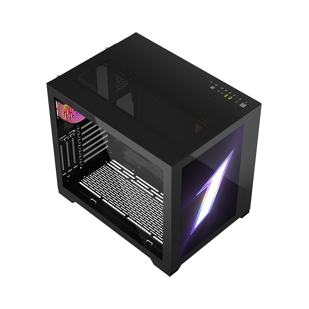 First Player EMOTION VIEW SP7 ATX Case Two Panel Front & Left Side Tempered Glass Case - Black
