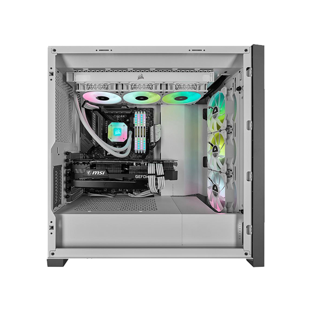 Corsair iCUE 5000X RGB Mid-Tower 4-Sides Tempered Glass Panel with 3 RGB Elite Fans - White
