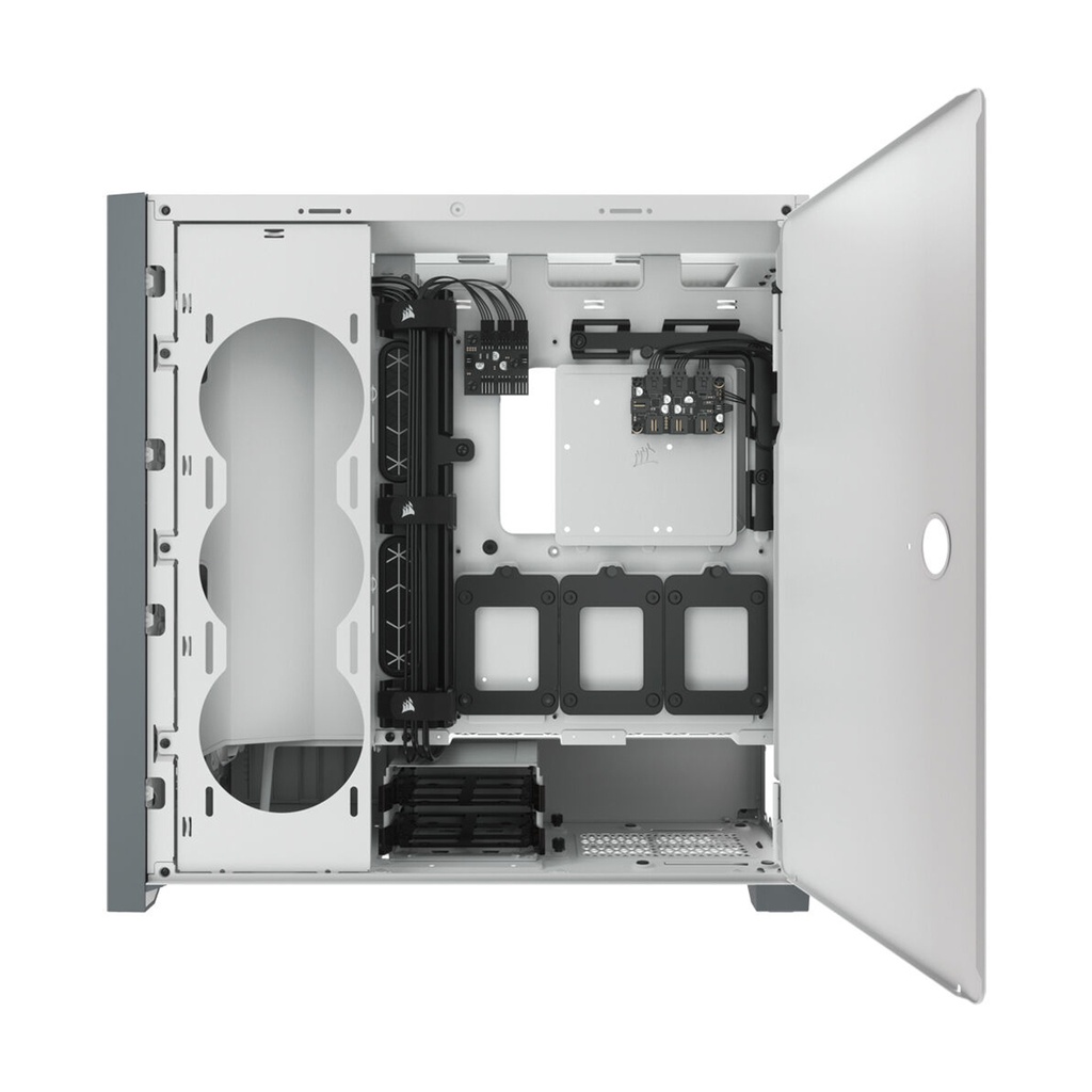 Corsair iCUE 5000X RGB Mid-Tower 4-Sides Tempered Glass Panel with 3 RGB Elite Fans - White