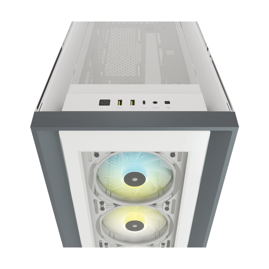 Corsair iCUE 5000X RGB Mid-Tower 4-Sides Tempered Glass Panel with 3 RGB Elite Fans - White