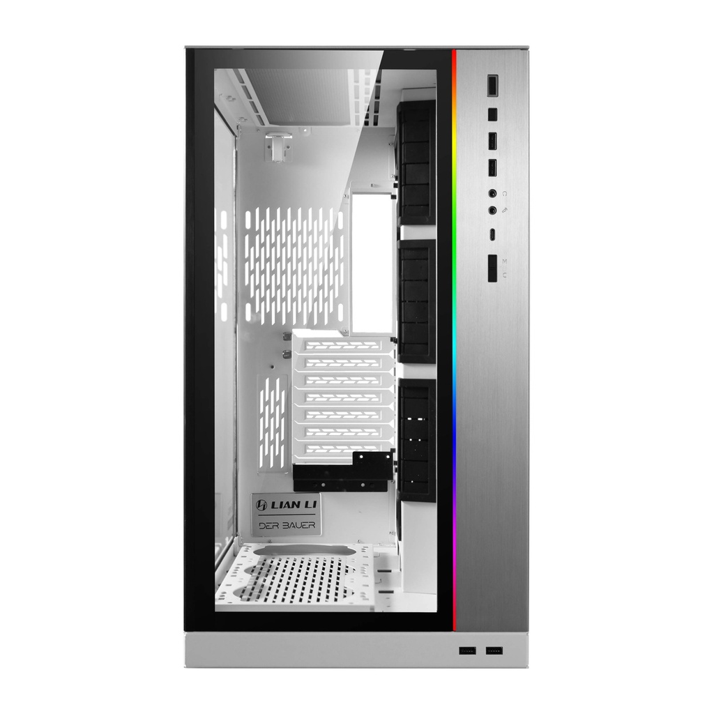 LIAN LI O11 Dynamic XL ROG Certified Tempered Glass Side & Front Panel + RGB Lighting Front Panel Case - White