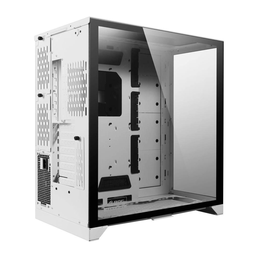 LIAN LI O11 Dynamic XL ROG Certified Tempered Glass Side & Front Panel + RGB Lighting Front Panel Case - White