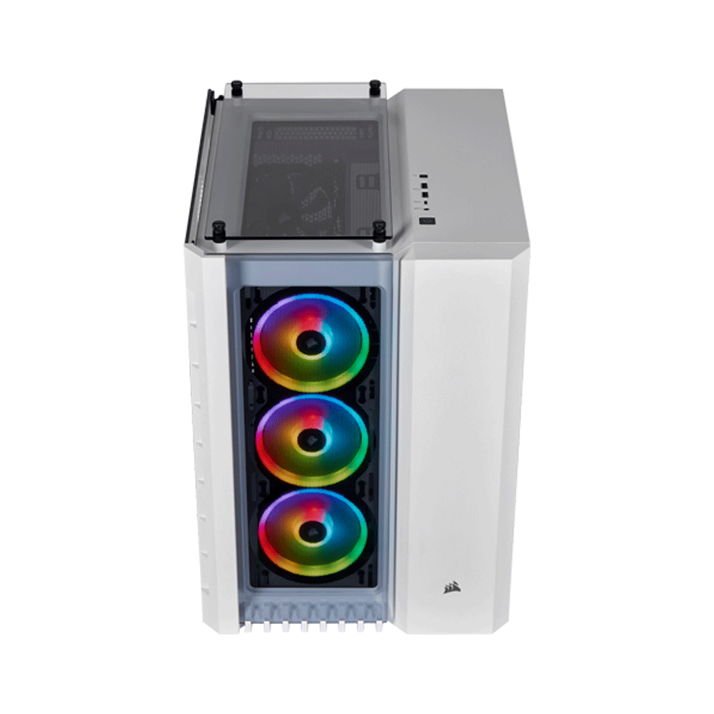 Corsair Crystal Series 680X RGB Airflow ATX Mid-Tower 3 Side Tempered Glass Panel Case with 4 RGB Fans - White
