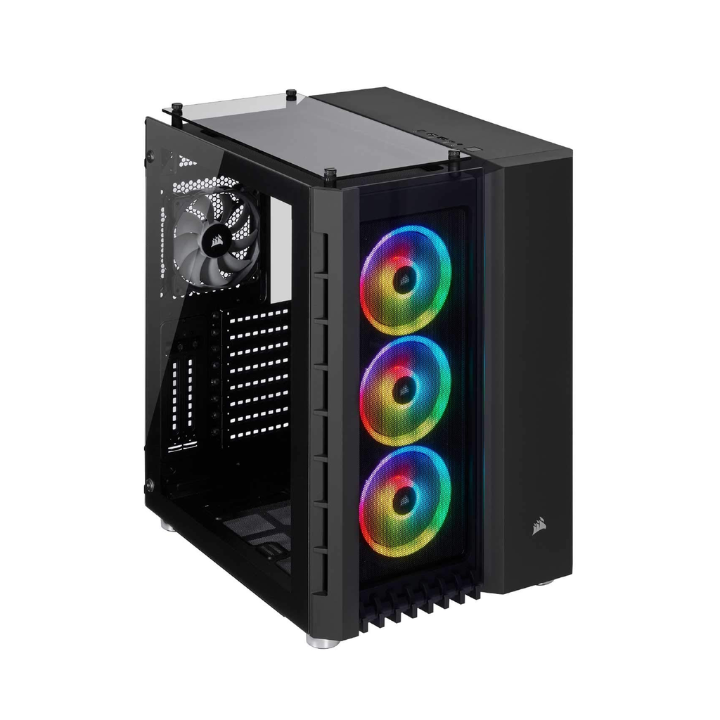 Corsair Crystal Series 680X RGB Airflow ATX Mid-Tower 3 Side Tempered Glass Panel Case with 4 RGB Fans - Black