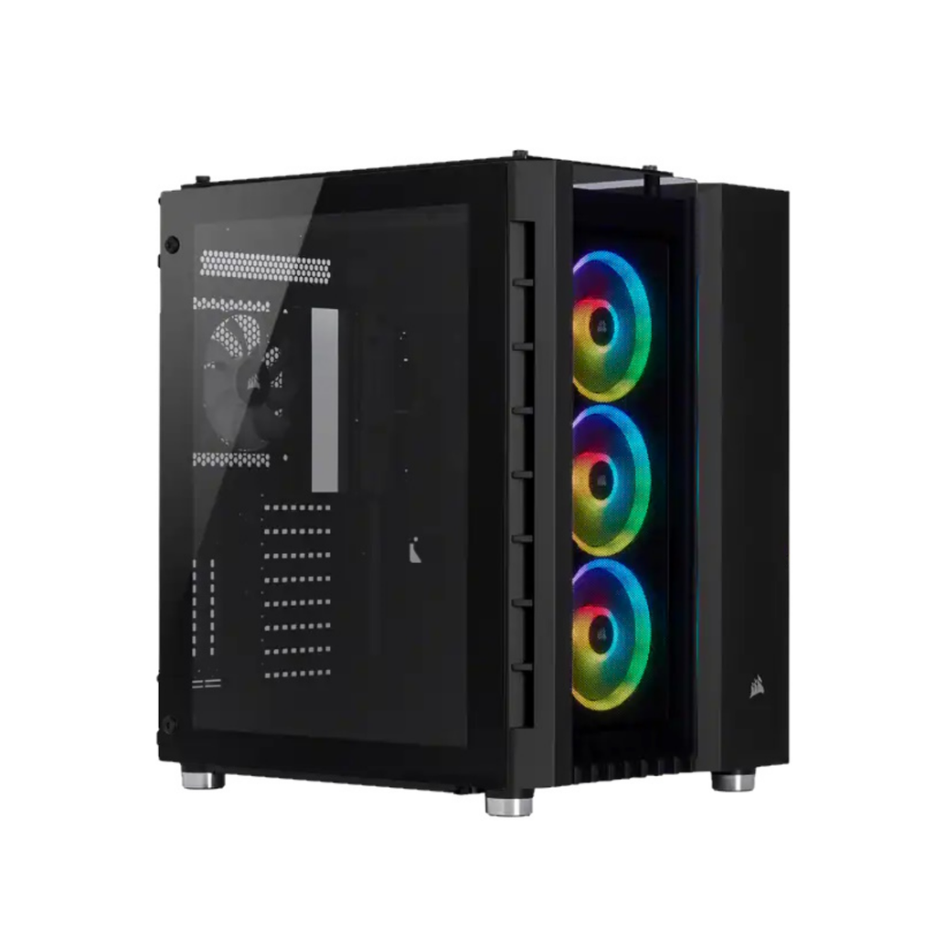 Corsair Crystal Series 680X RGB Airflow ATX Mid-Tower 3 Side Tempered Glass Panel Case with 4 RGB Fans - Black