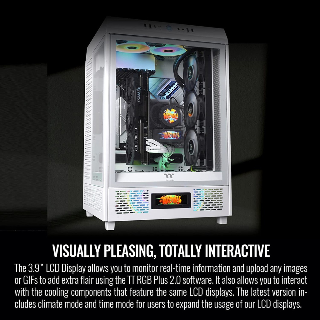Thermaltake Tower 500 Vertical Mid Tower Fornt & Left Tempered Glass X3 Side Panel Case With 2 ARGB Fans - Snow White