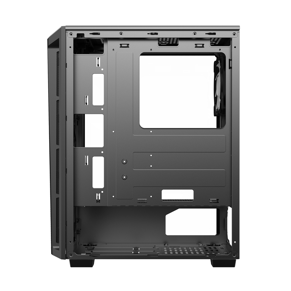 Sharx Razorfin ATX Mid Tower Left Side Tempered Glass Panel Case With 4 RGB Fans - Black