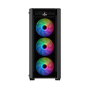 Sharx Striker Mid Tower Two Panel Front & Left Side Tempered Glass Case with 4 RGB Fans - Black