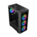 Sharx Striker Mid Tower Two Panel Front & Left Side Tempered Glass Case with 4 RGB Fans - Black